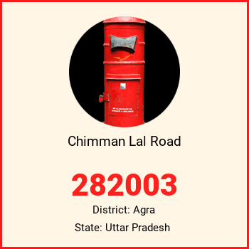 Chimman Lal Road pin code, district Agra in Uttar Pradesh
