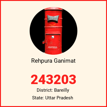 Rehpura Ganimat pin code, district Bareilly in Uttar Pradesh