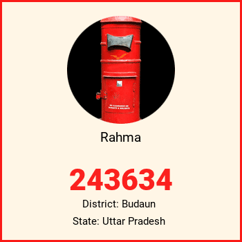 Rahma pin code, district Budaun in Uttar Pradesh