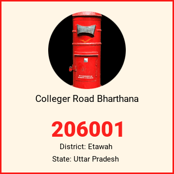 Colleger Road Bharthana pin code, district Etawah in Uttar Pradesh