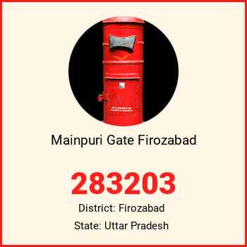 Mainpuri Gate Firozabad pin code, district Firozabad in Uttar Pradesh