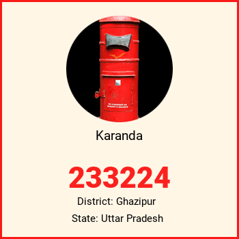 Karanda pin code, district Ghazipur in Uttar Pradesh