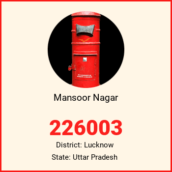 Mansoor Nagar pin code, district Lucknow in Uttar Pradesh
