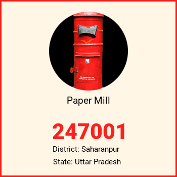 Paper Mill pin code, district Saharanpur in Uttar Pradesh