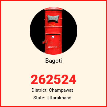 Bagoti pin code, district Champawat in Uttarakhand