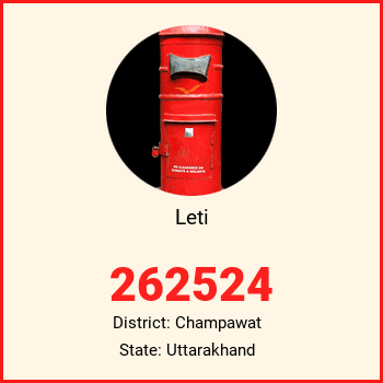 Leti pin code, district Champawat in Uttarakhand