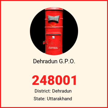 Dehradun G.P.O. pin code, district Dehradun in Uttarakhand
