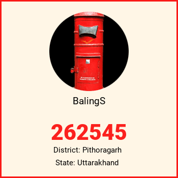 BalingS pin code, district Pithoragarh in Uttarakhand