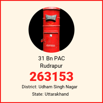 31 Bn PAC Rudrapur pin code, district Udham Singh Nagar in Uttarakhand