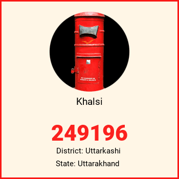 Khalsi pin code, district Uttarkashi in Uttarakhand