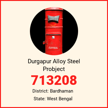 Durgapur Alloy Steel Probject pin code, district Bardhaman in West Bengal