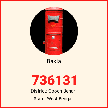 Bakla pin code, district Cooch Behar in West Bengal