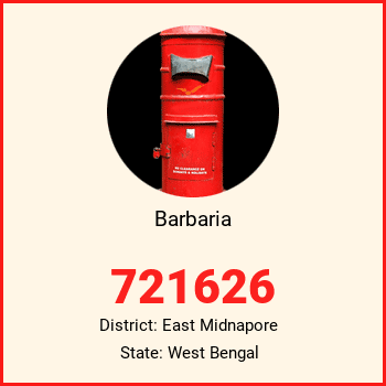 Barbaria pin code, district East Midnapore in West Bengal