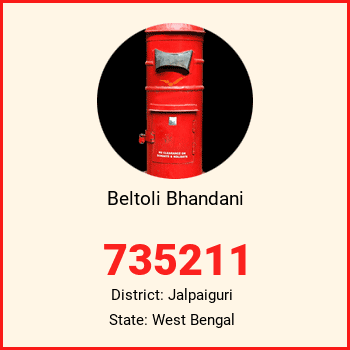 Beltoli Bhandani pin code, district Jalpaiguri in West Bengal