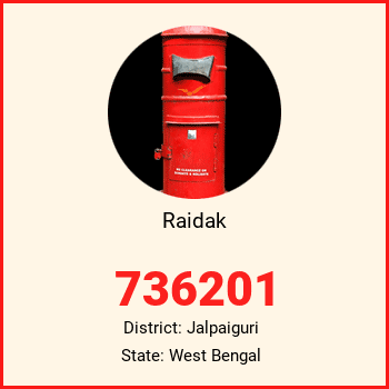 Raidak pin code, district Jalpaiguri in West Bengal