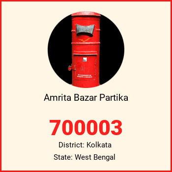 Amrita Bazar Partika pin code, district Kolkata in West Bengal