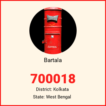 Bartala pin code, district Kolkata in West Bengal