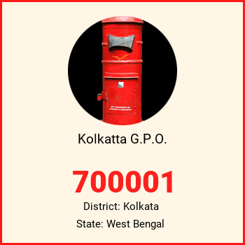 Kolkatta G.P.O. pin code, district Kolkata in West Bengal