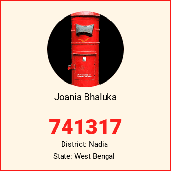 Joania Bhaluka pin code, district Nadia in West Bengal