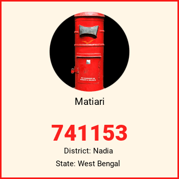 Matiari pin code, district Nadia in West Bengal