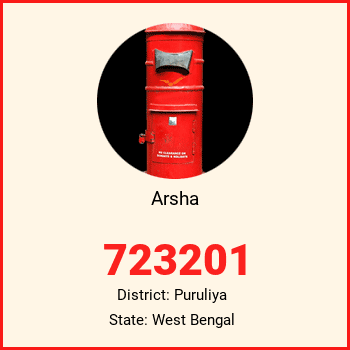 Arsha pin code, district Puruliya in West Bengal