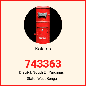 Kolarea pin code, district South 24 Parganas in West Bengal