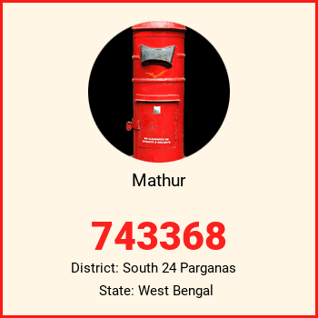Mathur pin code, district South 24 Parganas in West Bengal