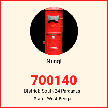 Nungi pin code, district South 24 Parganas in West Bengal