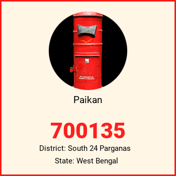 Paikan pin code, district South 24 Parganas in West Bengal