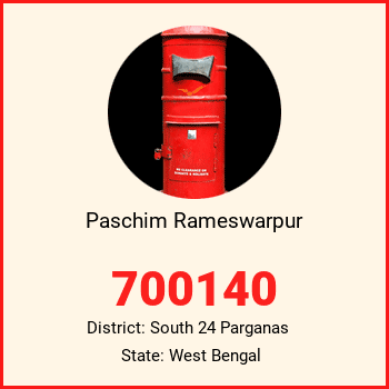 Paschim Rameswarpur pin code, district South 24 Parganas in West Bengal