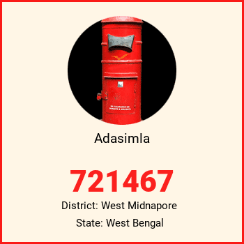 Adasimla pin code, district West Midnapore in West Bengal