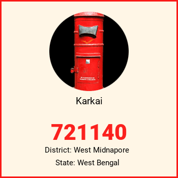 Karkai pin code, district West Midnapore in West Bengal
