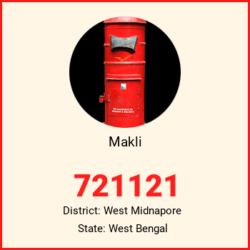 Makli pin code, district West Midnapore in West Bengal